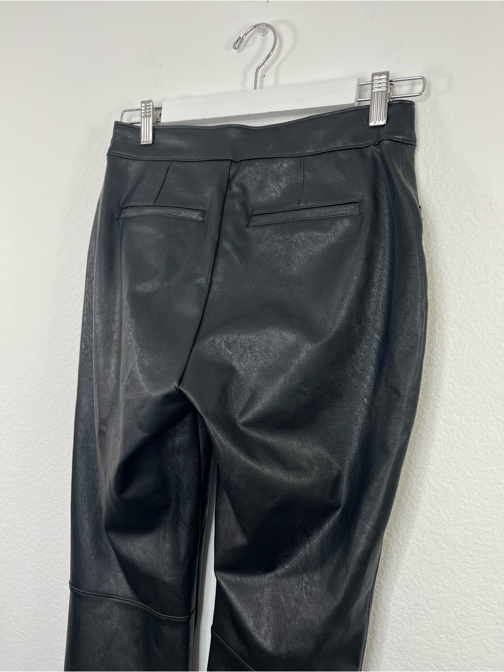 SPANX Black Faux Leather Kick Flare Ankle Crop Pants size Medium 20848R - Picture 5 of 10
